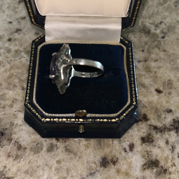 Sterling Silver 925, Amethyst Marcasite Ring -size 6 - Picture 3 of 7